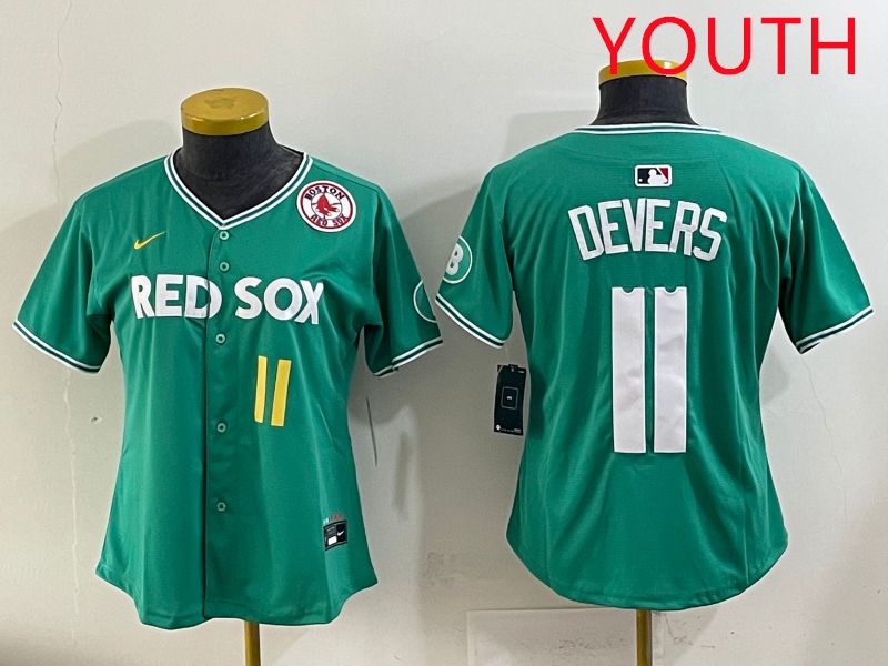 Youth 2025 Boston Red Sox #11 Devers Dark Green Joint Name Nike MLB Jersey style 6